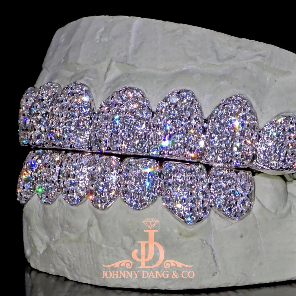 JDWR-2026-23 Flawless BBHoneycomb Set Grillz White Gold (Pull Out)