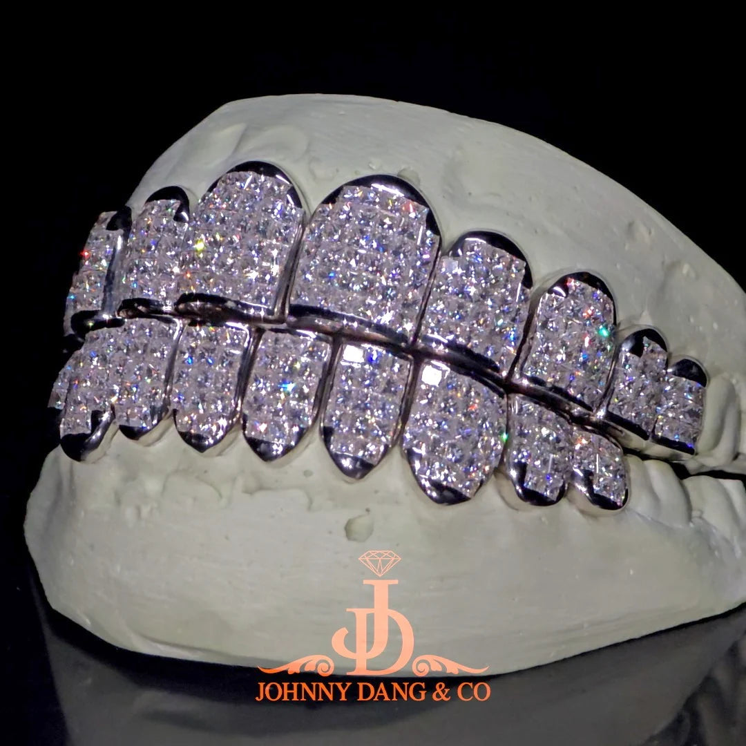JDWR-2026-20 Flawless "Princess Cut" Invisible Set Grillz White Gold (Perm)