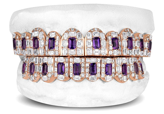 JDTK-G4060-Emerald Diamonds and Emerald Shaped Purple Amethyst - Johnny Dang & Co