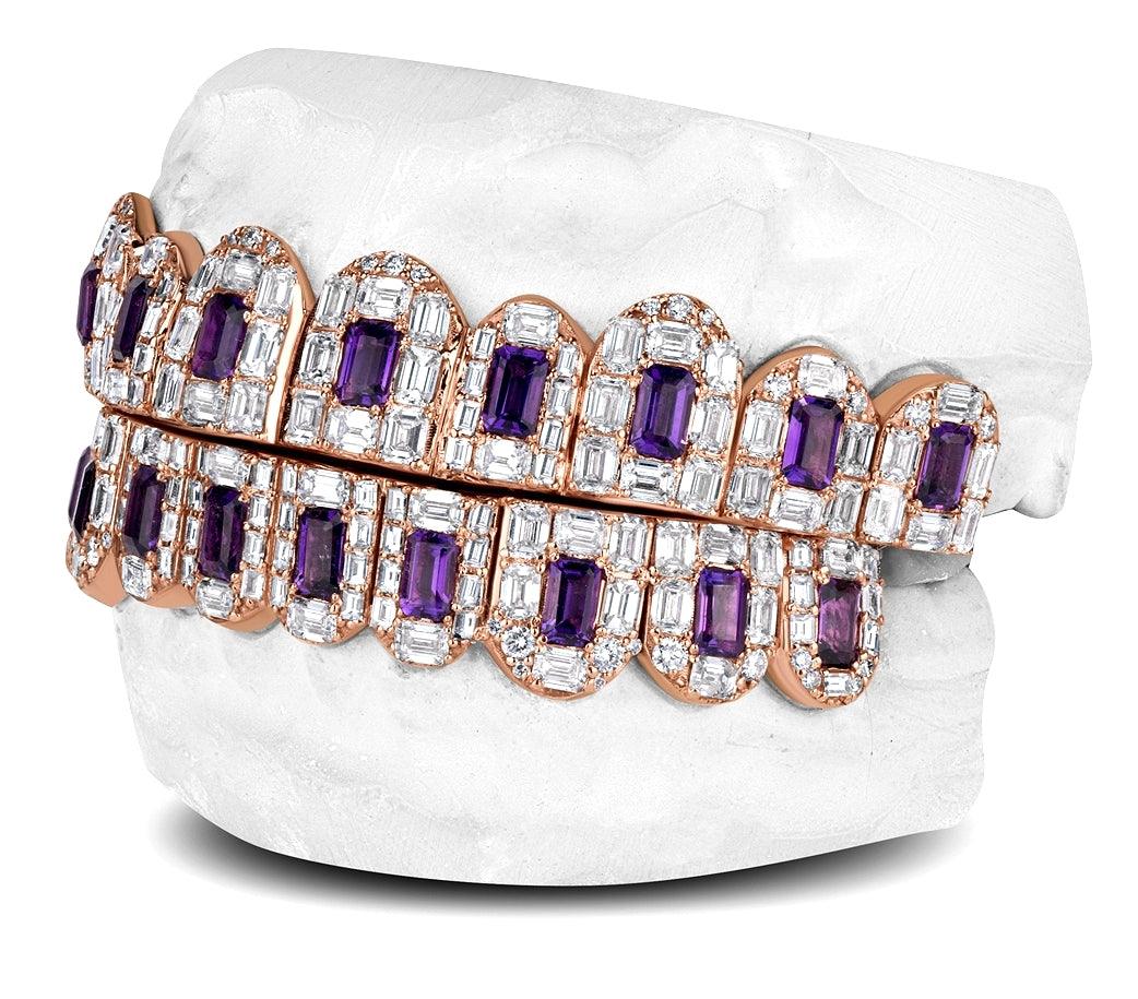 JDTK-G4060-Emerald Diamonds and Emerald Shaped Purple Amethyst - Johnny Dang & Co