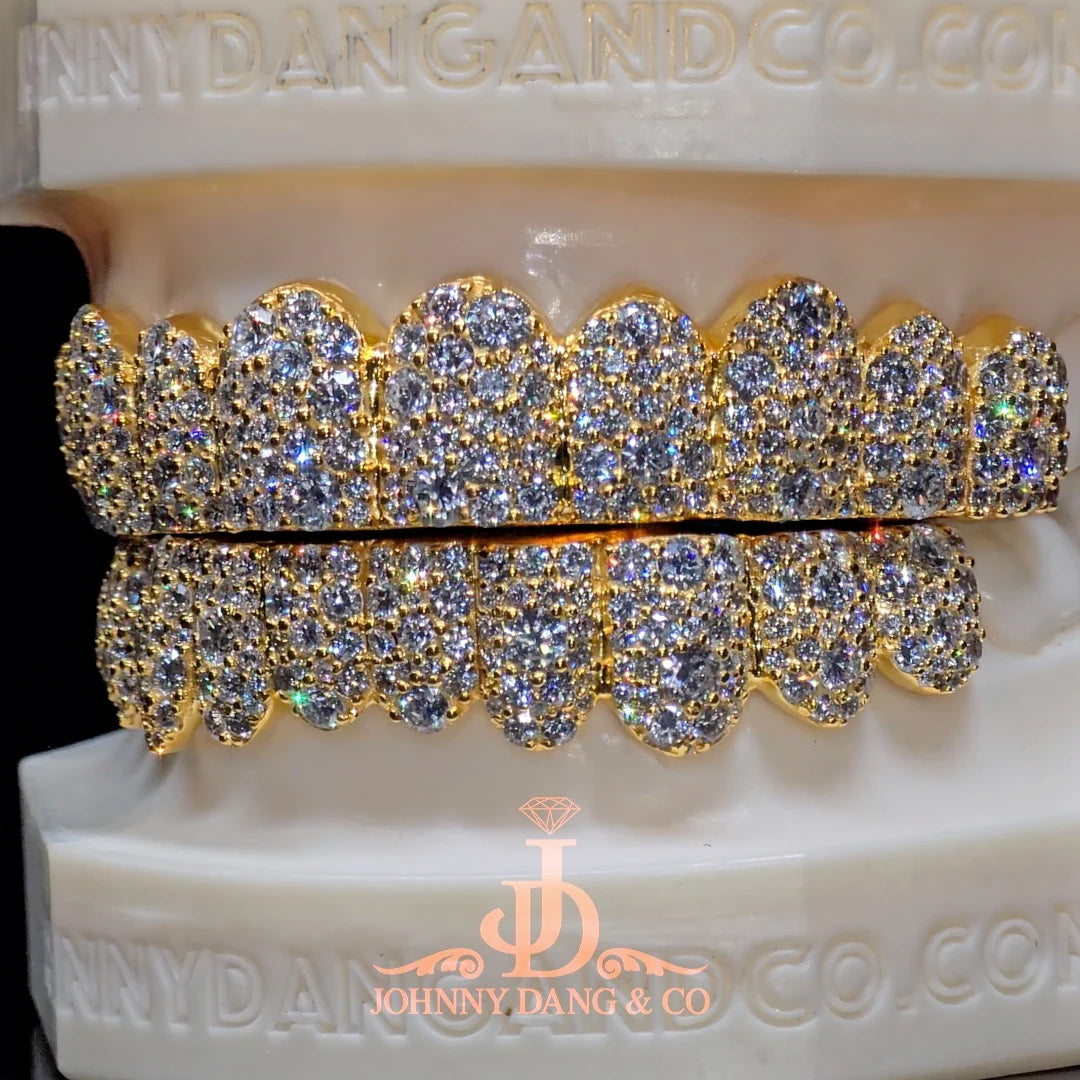 JDWR-2026-30 Flawless Mosaic Set Grillz Yellow Gold (Pull Out)