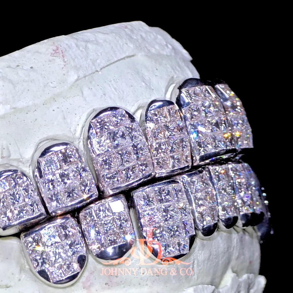 JDWR-2026-17 Flawless "King Princess Cut" Invisible Set Grillz White Gold (Perm)
