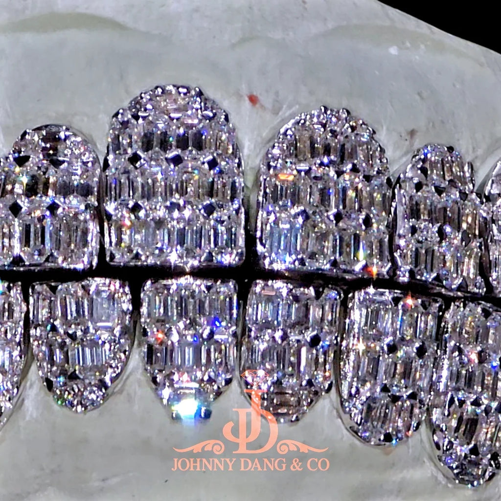 JDWR-2026-26 Flawless Emerald Prong Set Grillz White Gold (Perms)
