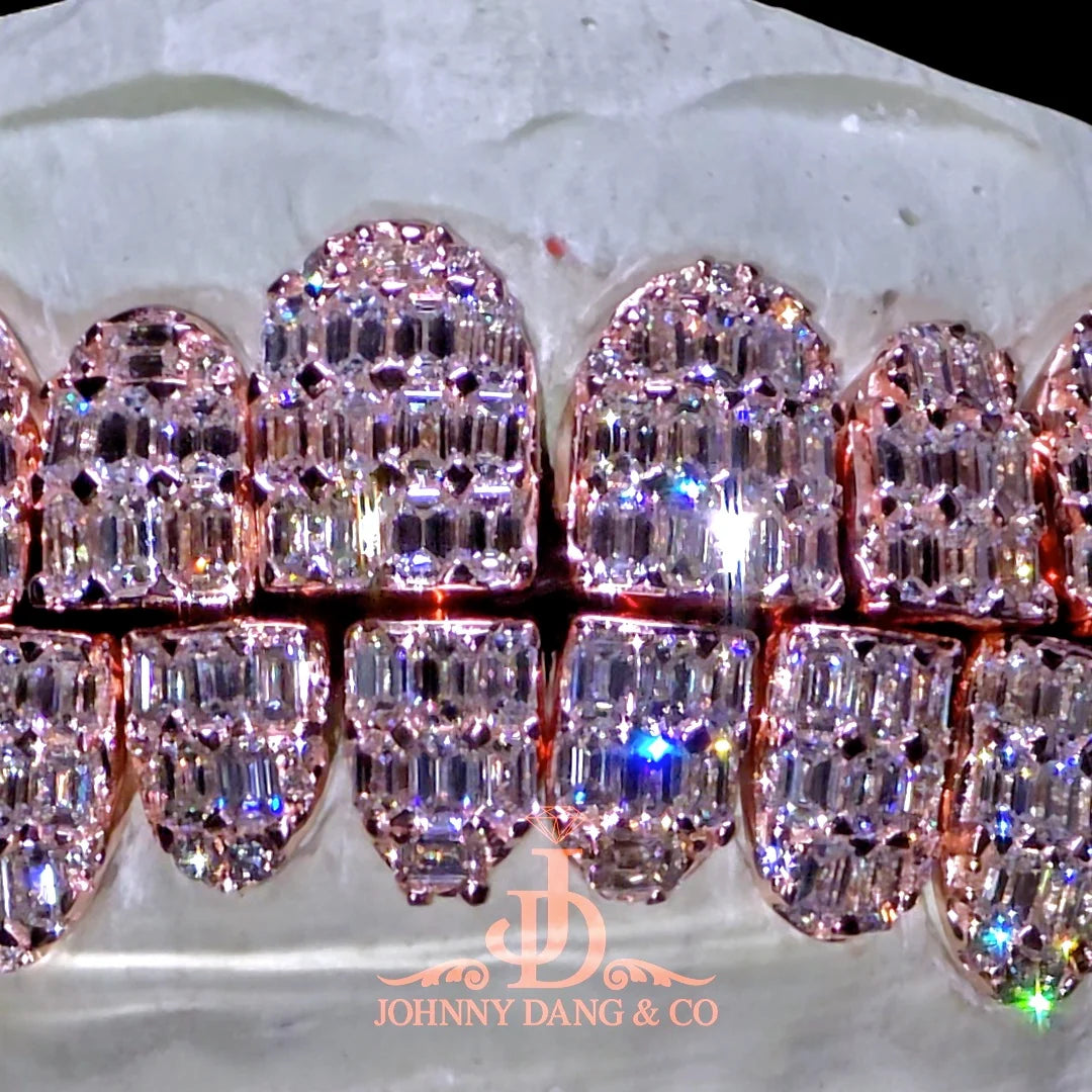 JDWR-2026-25 Flawless Emerald Prong Set Grillz Rose Gold (Perms)