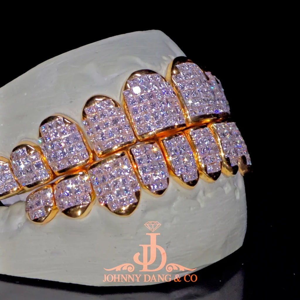JDWR-2026-21 Flawless "Princess Cut" Invisible Set Grillz Yellow Gold (Perm)