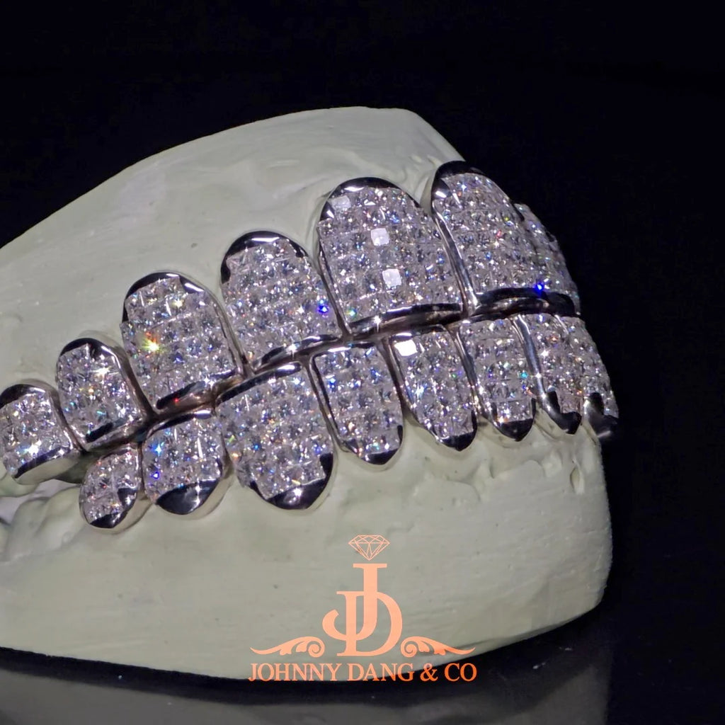 JDWR-2026-20 Flawless "Princess Cut" Invisible Set Grillz White Gold (Perm)