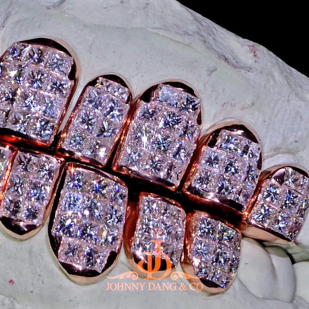 JDWR-2026-16 Flawless "King Princess Cut" Invisible Set Grillz Rose Gold (Perm