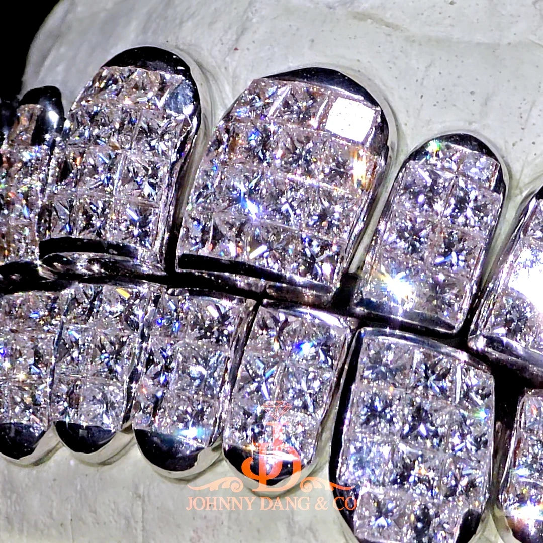 JDWR-2026-17 Flawless "King Princess Cut" Invisible Set Grillz White Gold (Perm)