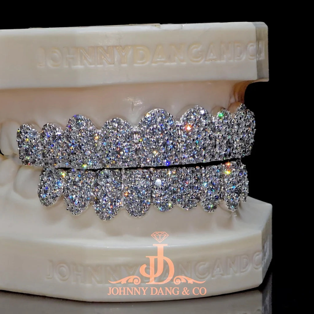 JDWR-2026-29 Flawless Mosaic Set Grillz White Gold (Pull Out)