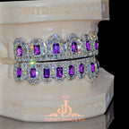 JDWR-2026-32 Flawless Royal Emerald Prong Set Grillz White Gold (Pullouts)