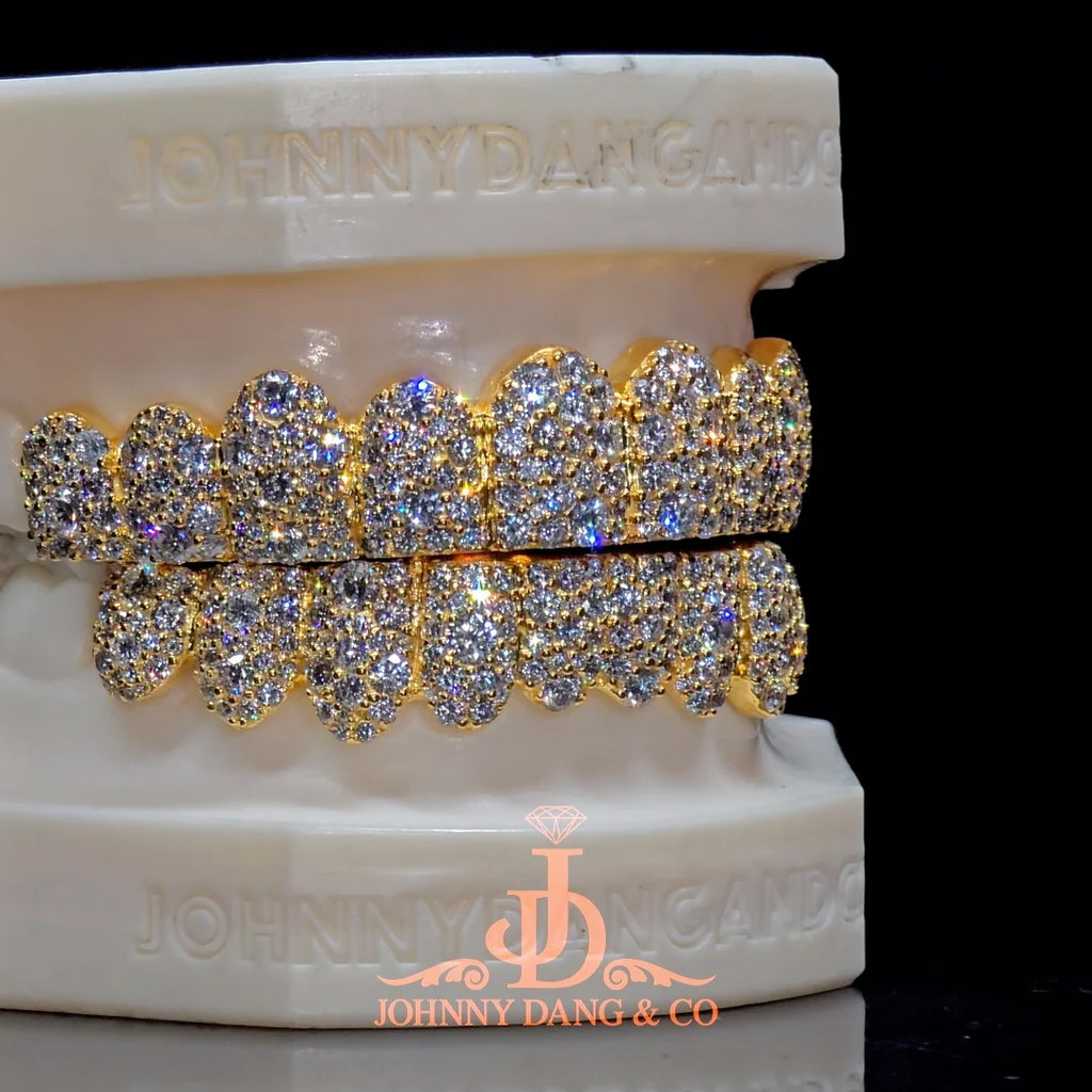 JDWR-2026-30 Flawless Mosaic Set Grillz Yellow Gold (Pull Out)