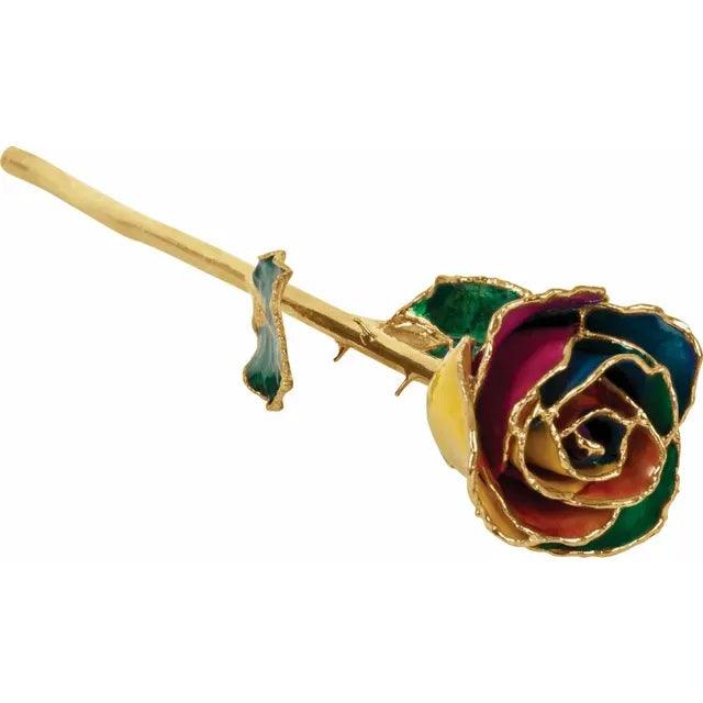 JDSP61-9068 LACQUERED RAINBOW ROSE WITH GOLD TRIM - Johnny Dang & Co