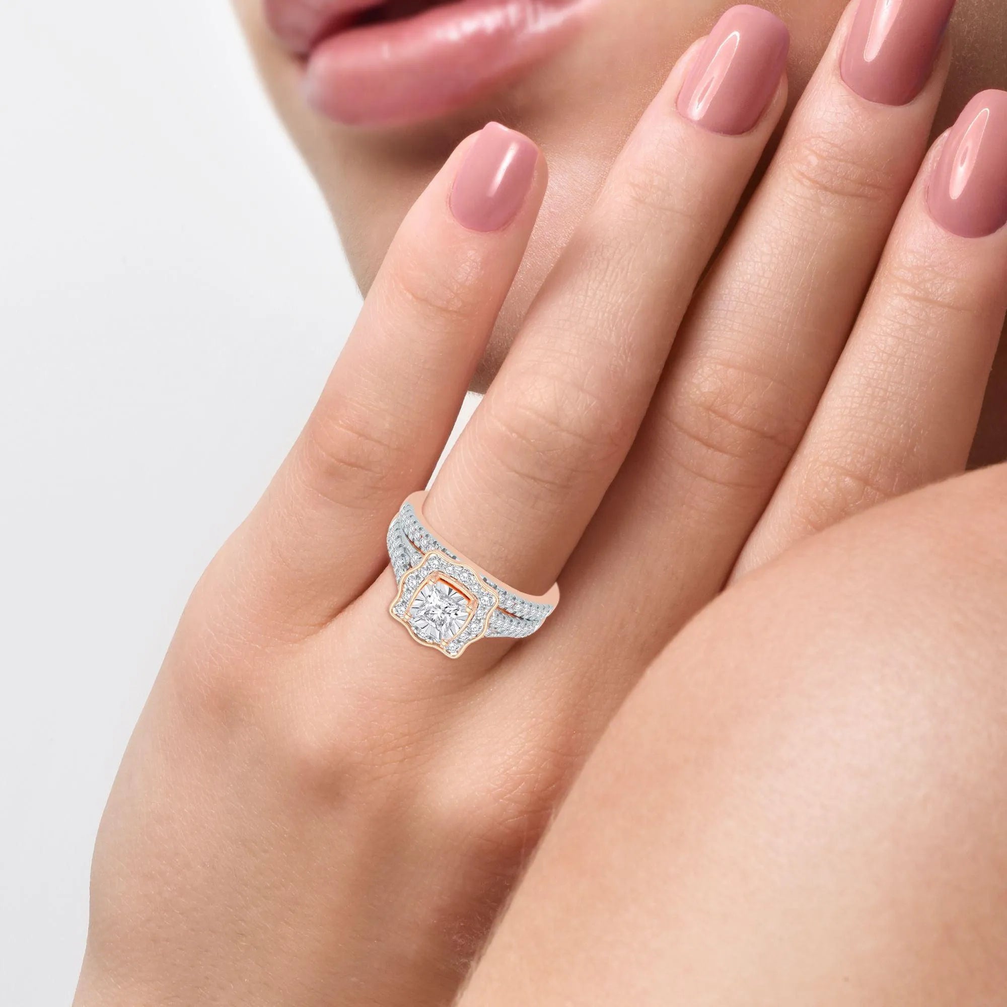 14K 0.62CT Diamond Bridal Ring - Johnny Dang & Co