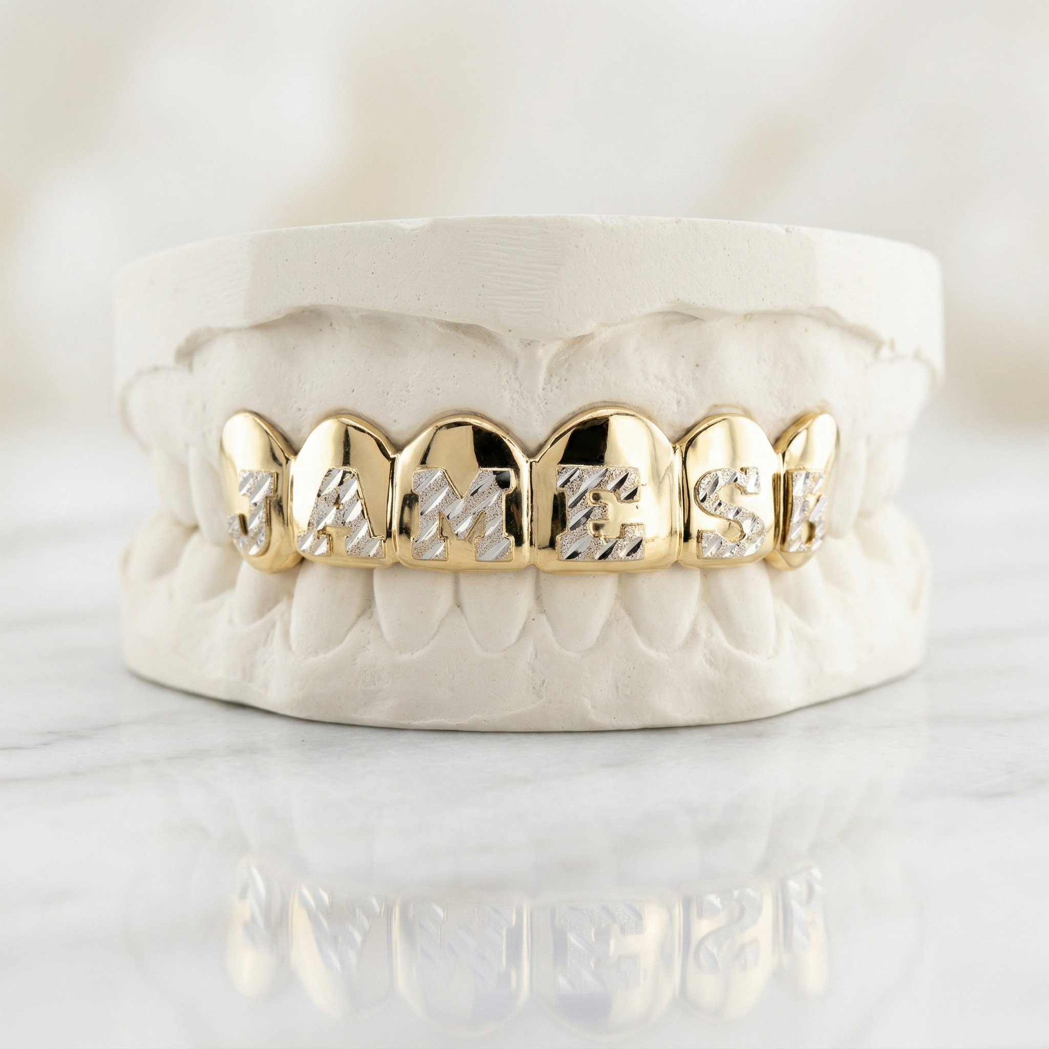 6 Teeth Diamond Cut Name Grill - TVJ 4047