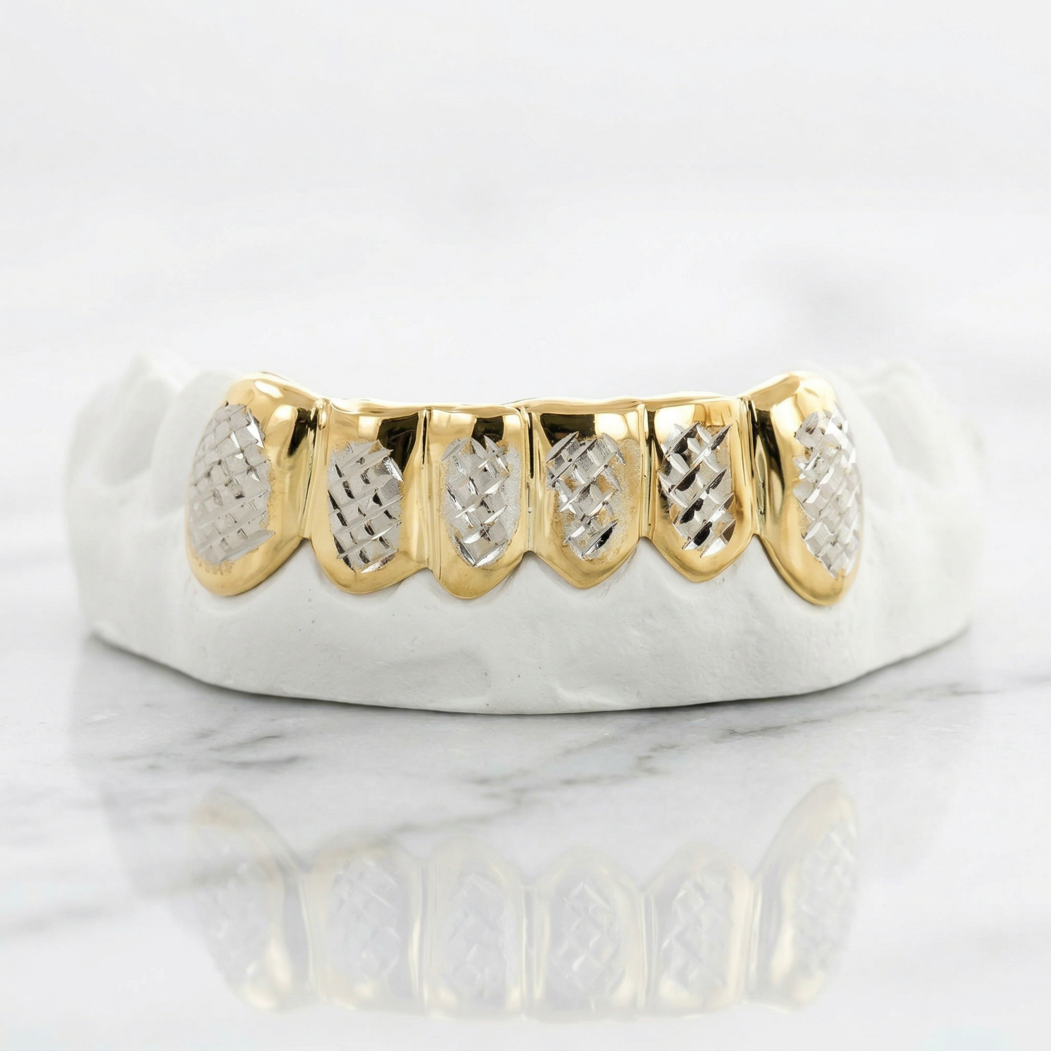 6 Teeth Two Tone Grill With Diamond Cuts - JDG41-INDACU