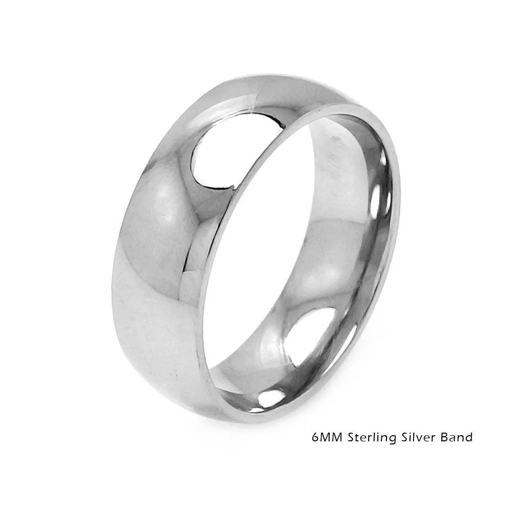 High Polished 925 Sterling Silver Plain Wedding Band Round Ring - 6MM