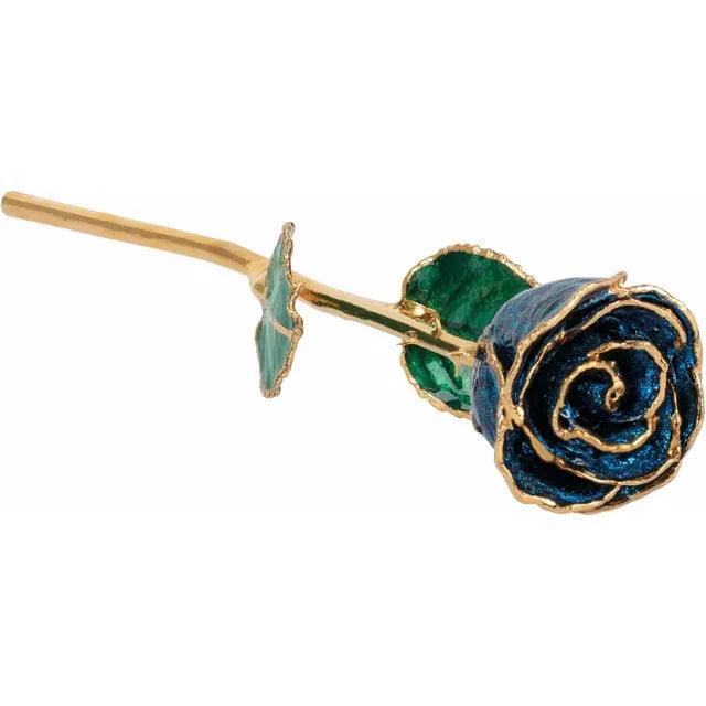 JDSP61-9046 - Lacquered Sparkle Blue Colored Rose with Gold Trim - Johnny Dang & Co