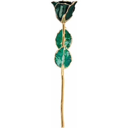JDSP61-9055 - Lacquered Sparkle Emerald Colored Rose with Gold Trim - Johnny Dang & Co