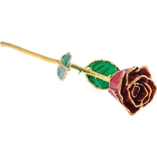 JDSP 61-9109 Lacquered Ruby Colored Sparkle Rose with Gold Trim - Johnny Dang & Co