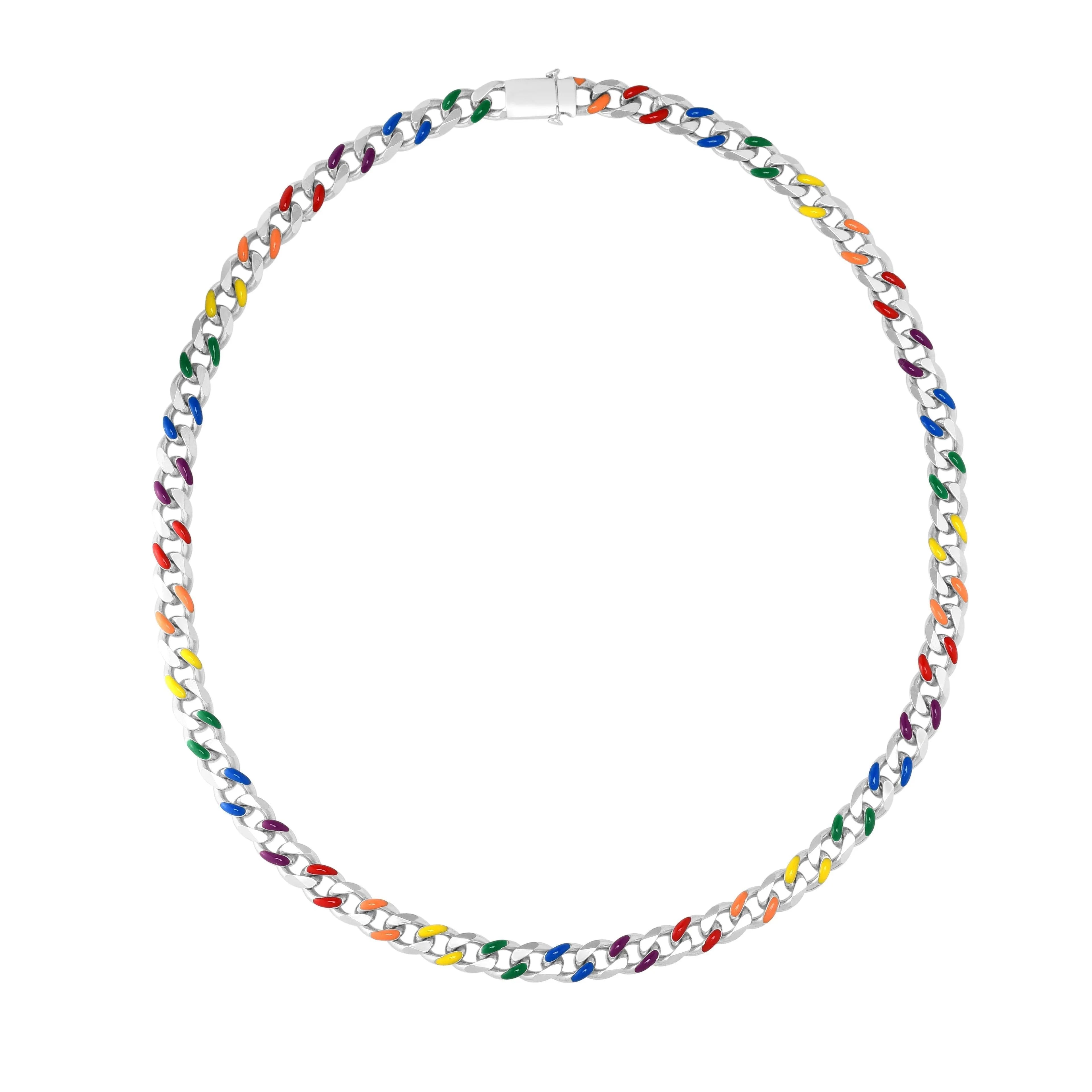 Silver Rainbow Miami Cuban Necklace - Johnny Dang & Co