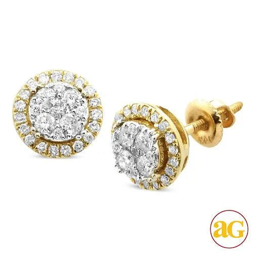 14KY 0.50CTW DIAMOND ROUND SHAPED CLUSTER EARRING - Johnny Dang & Co