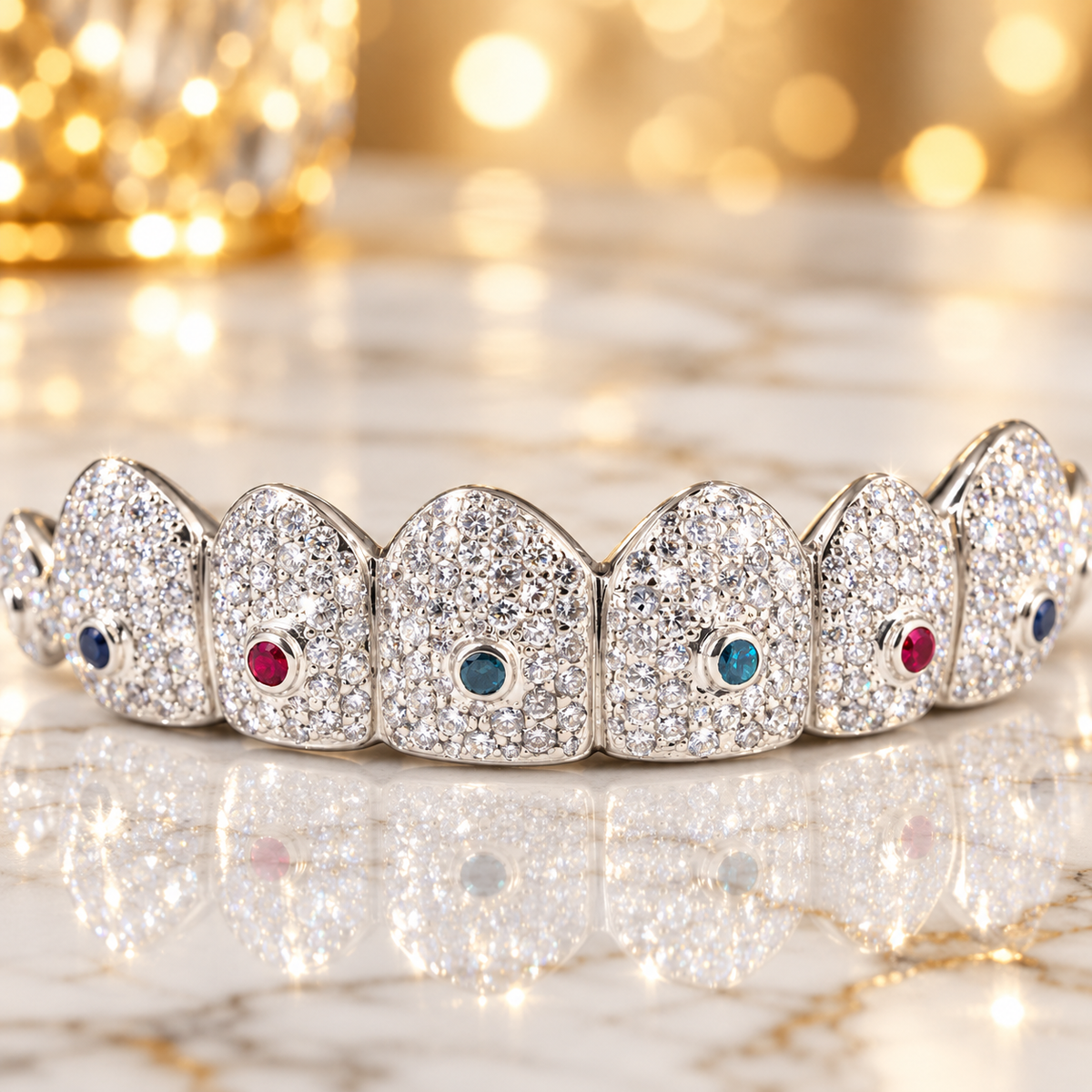 JDWR-G60-2 Ornaments II 8 Top or BottomTeeth Pull out Colorful Grill
