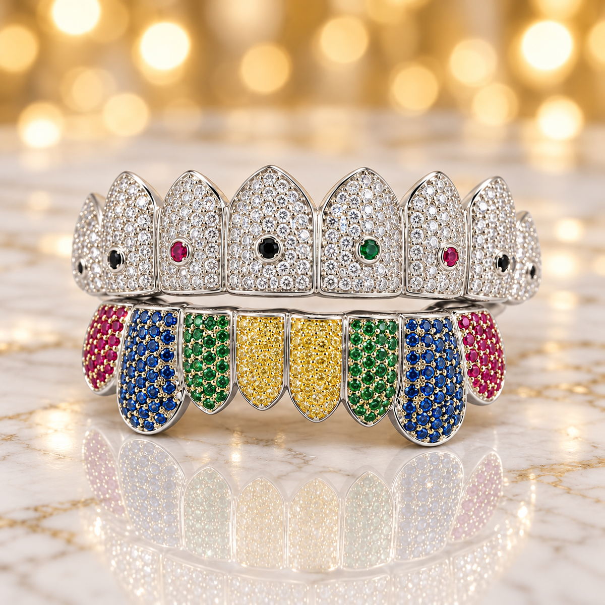 JDWR-G60-2 Ornaments II 8 Top or BottomTeeth Pull out Colorful Grill