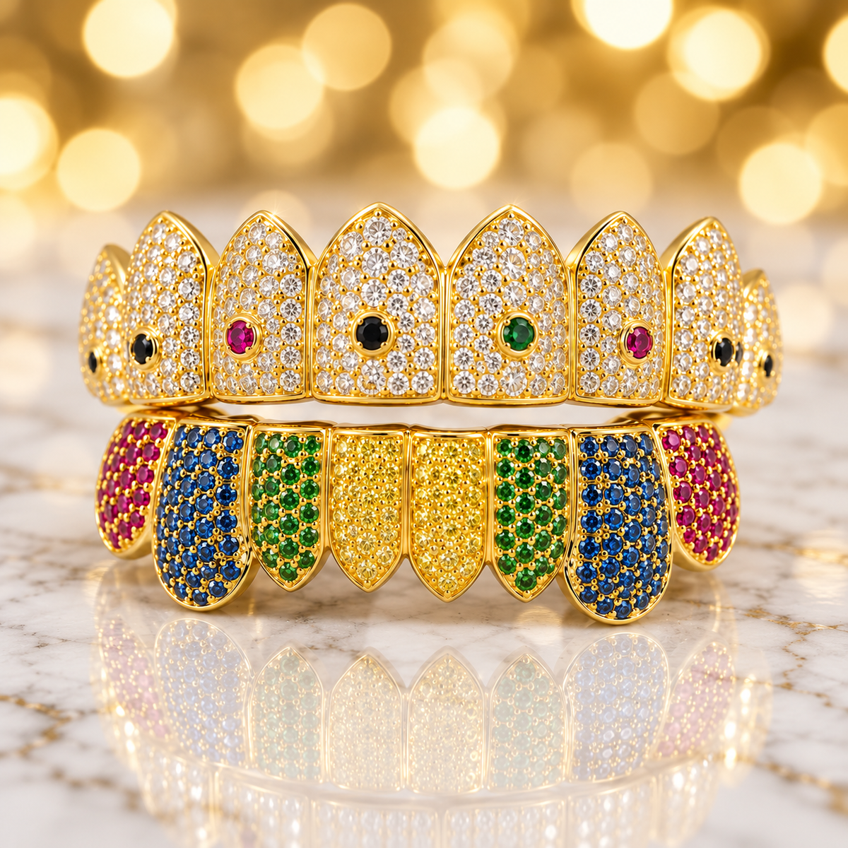 JDWR-G60-2 Ornaments II 8 Top or BottomTeeth Pull out Colorful Grill