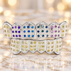 JDWR-C107B- 6 TOP OR 6 BOTTOM MULTI COLOR PAVE SET GRILL