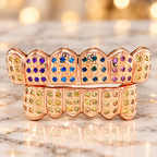 JDWR-C107B- 6 TOP OR 6 BOTTOM MULTI COLOR PAVE SET GRILL