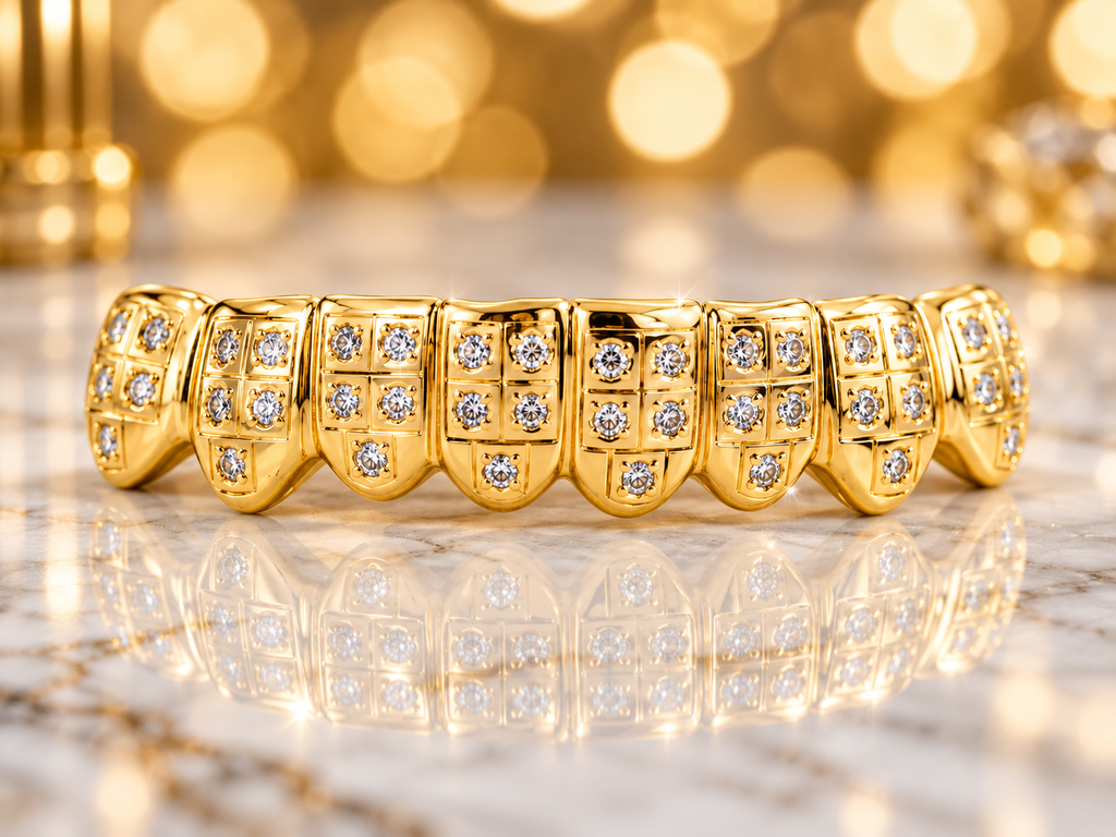 JDWR-1553  8 TOP OR 8 BOTTOM CUSTOM DIAMOND PAVE SET GRILL