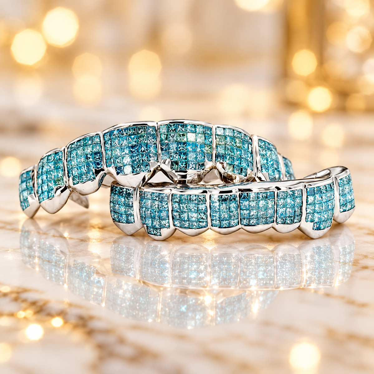 JDWR-S161506-CUSTOM SKY BLUE DIAMOND HAND SET GRILL FOR TYGA