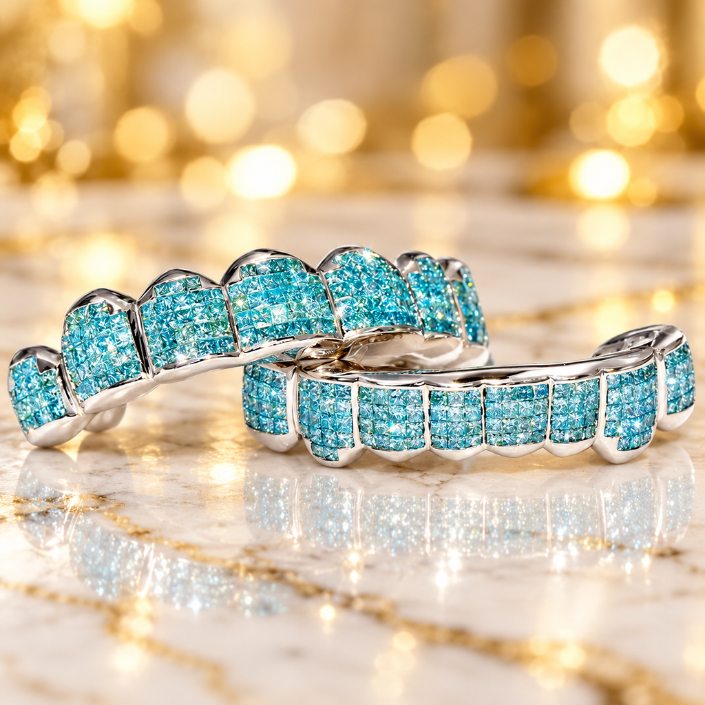 JDWR-S161506-CUSTOM SKY BLUE DIAMOND HAND SET GRILL FOR TYGA