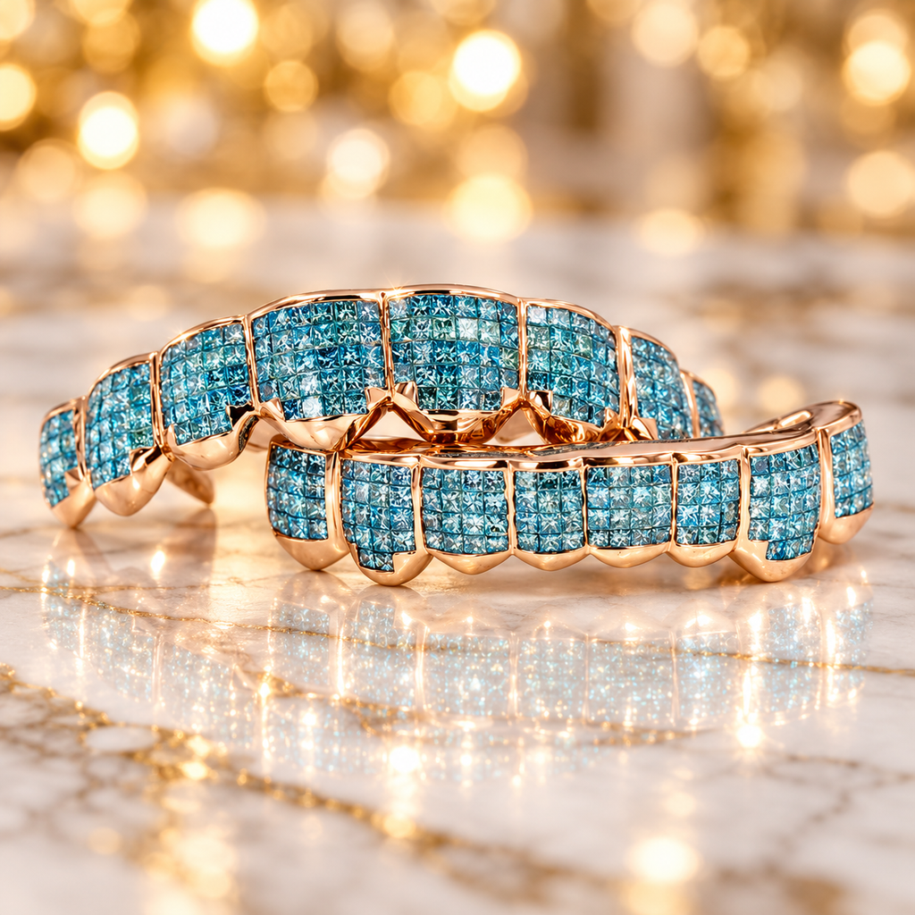 JDWR-S161506-CUSTOM SKY BLUE DIAMOND HAND SET GRILL FOR TYGA