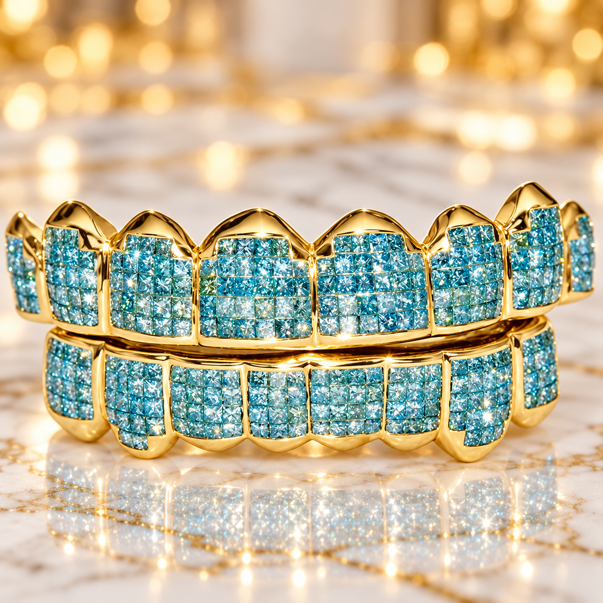 JDWR-S161506-CUSTOM SKY BLUE DIAMOND HAND SET GRILL FOR TYGA