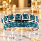 JDWR-S118-BLUE PRINCESS CUT DIAMOND HORIZONTAL INVISIBLE
