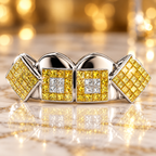 WHITE & YELLOW PRINCESS CUT INVISIBLE SET GRILL [TVJ_S108B]