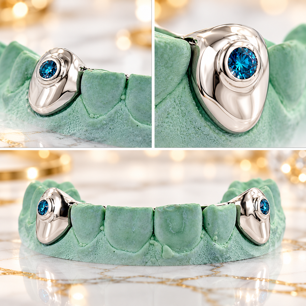 JDWR-S151607-1 SINGLE 18K INDIVIDUAL TOOTH WITH A SINGLE BLUE DIAMOND