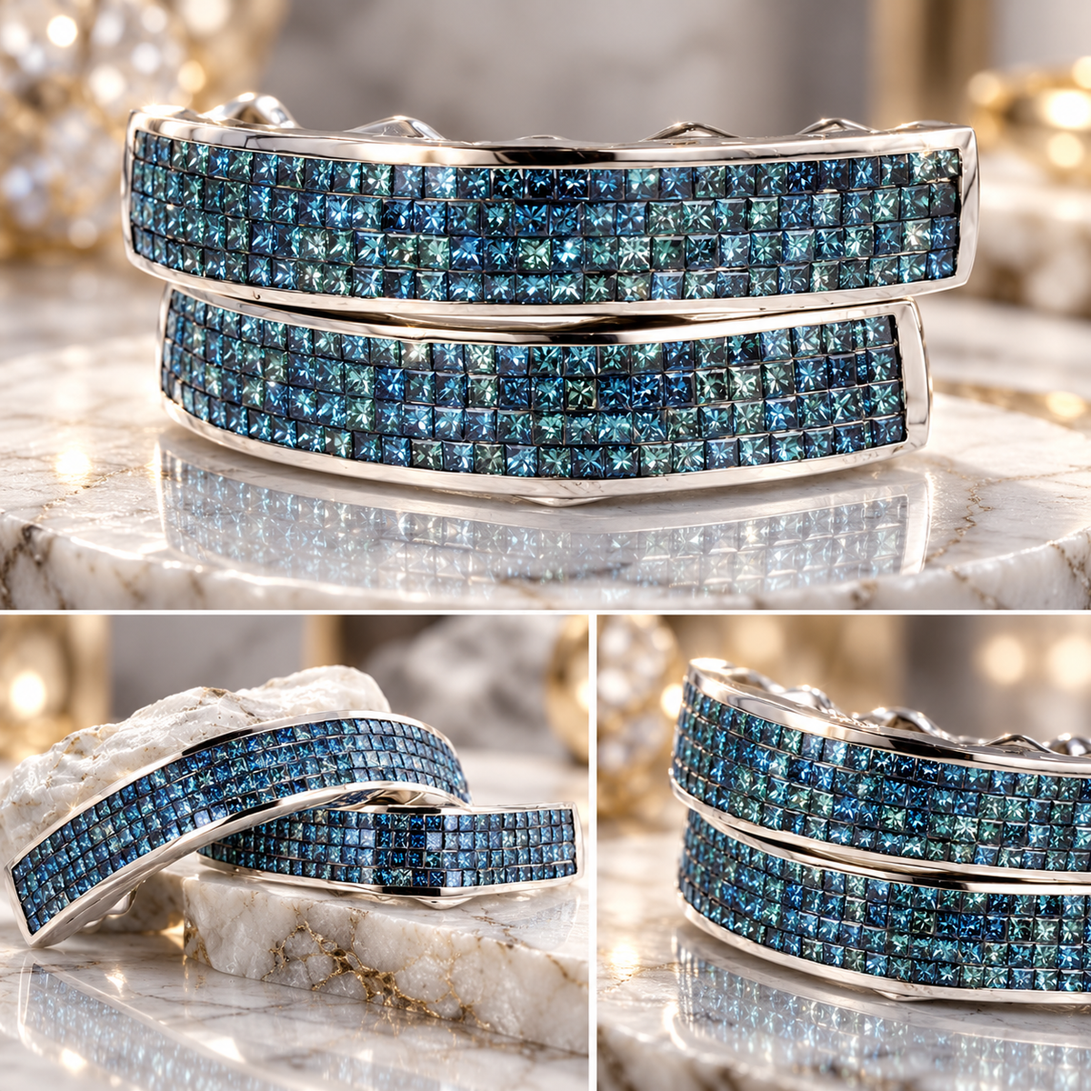 JDWR-65- 8 TOP OR 8 BOTTOM BLUE MAGIC 4 ROW HAND SET DIAMOND GRILL