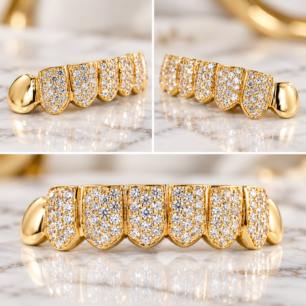 8 TEETH 6 WITH DIAMONDSHONEYCOMB PRONG SETTING