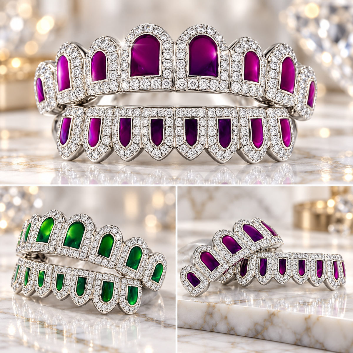 JDWR-PWG2017 CANDY PAINT PAUL WALL CUSTOM DIAMOND PURPLE ENAMEL GRILL