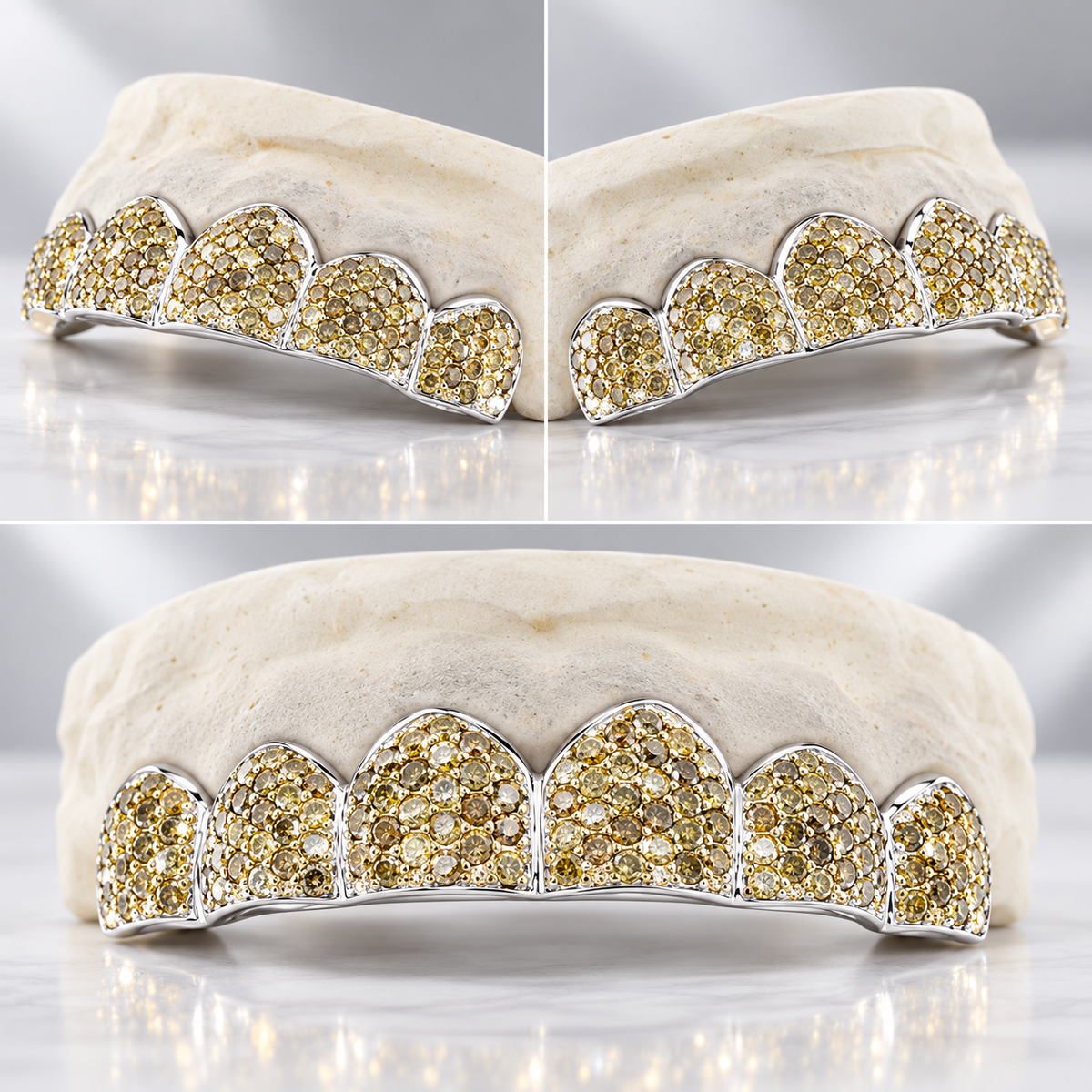 JDWR-C108C YELLOW DIAMOND HAND PRONG SET GRILL
