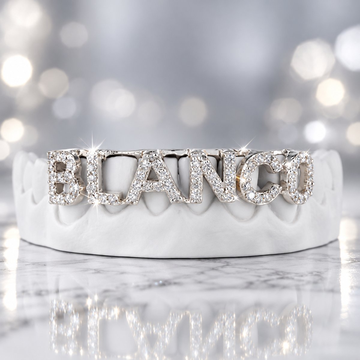 JDWR-1178- 6 TEETH TOP OR BOTTOM GRILL WITH CUSTOMS DIAMONDS OPEN FACES Custom Personalized Name Grillz