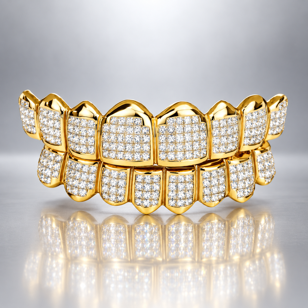 JDWR-058 -  8 TOP OR 8 BOTTOM INVISIBLE SET DIAMOND GRILLZ