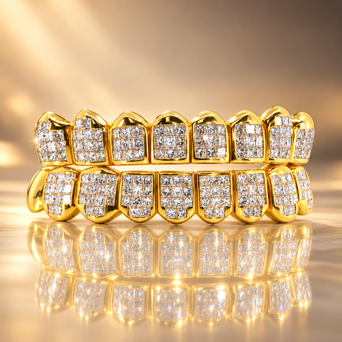 JDWR-060- 8 TOP OR 8 BOTTOM SI Princess Cut Diamond Invisible Set Grillz