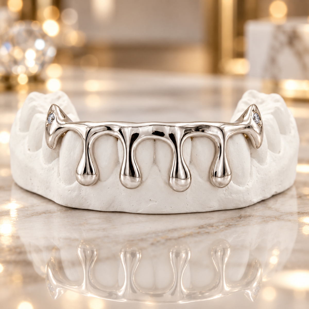 JDWR-53A- 6 TEETH DRIP Diamond Dripping Gold Grill