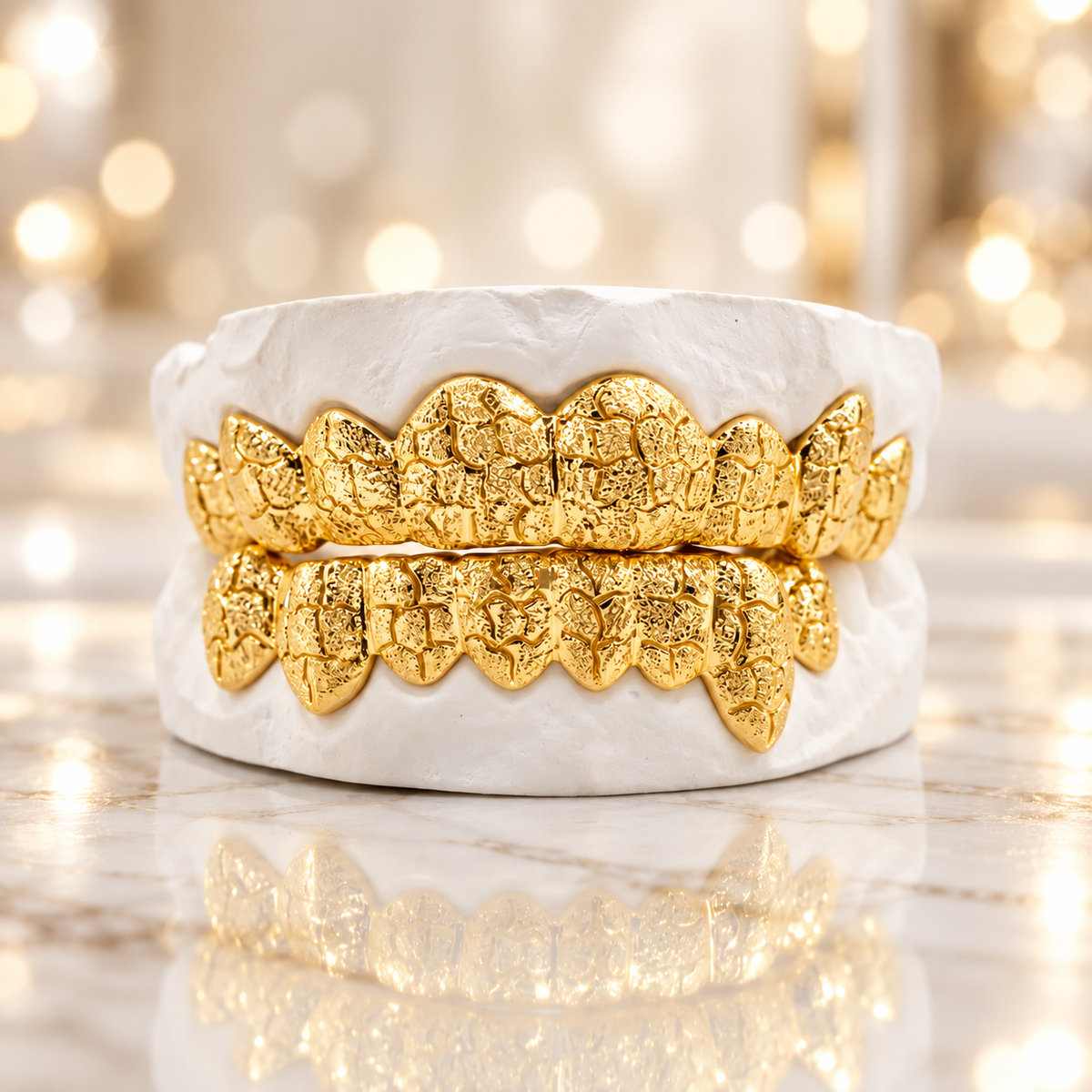 JDWR- 3008- 16 Teeth Diamond Dust With Deep Nugget Cuts Grillz