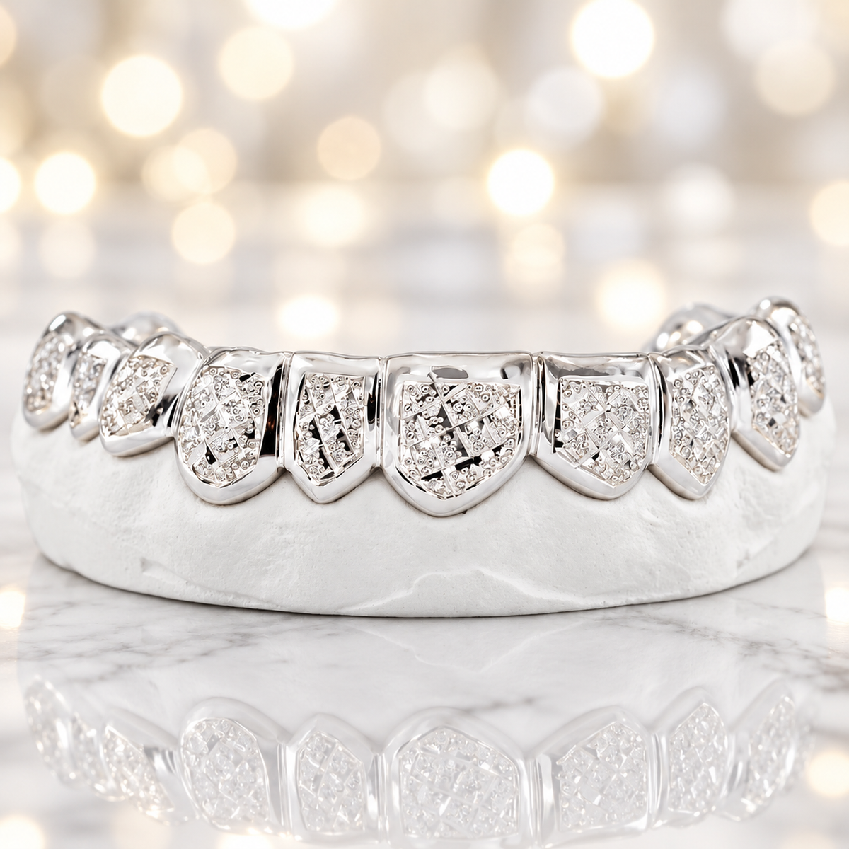 JDWR-3002C Diamond Dust with Trillion Cuts 10 teeth Grillz
