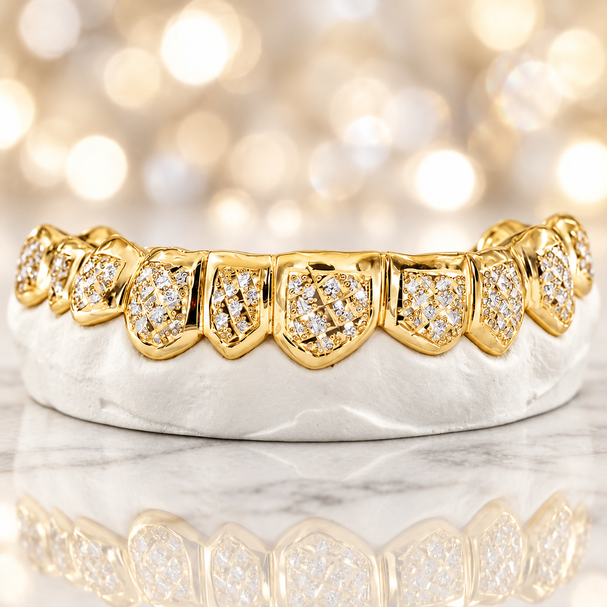 JDWR-3002C Diamond Dust with Trillion Cuts 10 teeth Grillz