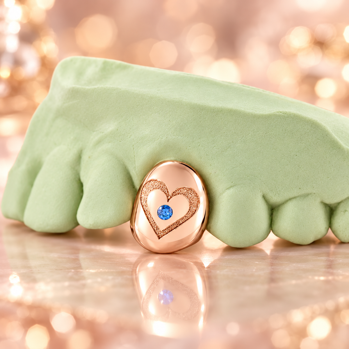 JDWR-ENG-1-18K Individual Heart Engraved With Color Enhanced Diamond